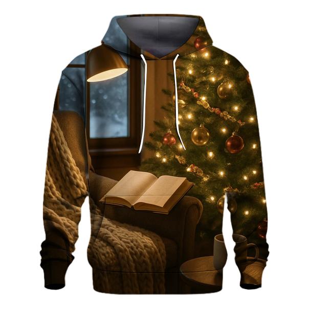 Cozy Reading Nook With Christmas Tree premium hoodies