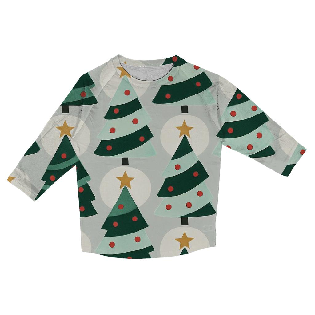 Christmas Tree Spiral Tessellation fashion 3/4 sleeve shirts