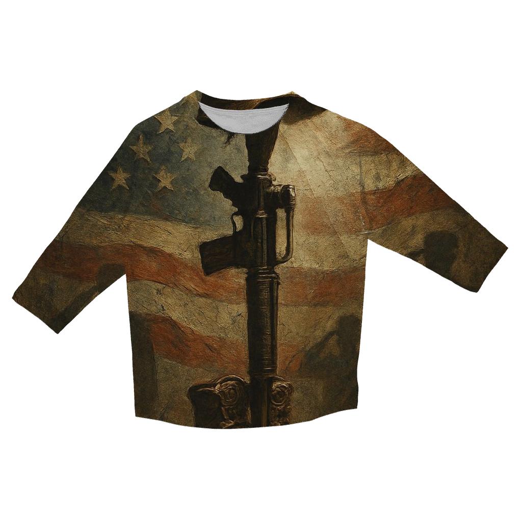 Battlefield Cross Within The Flag personalized 3/4 sleeve tees