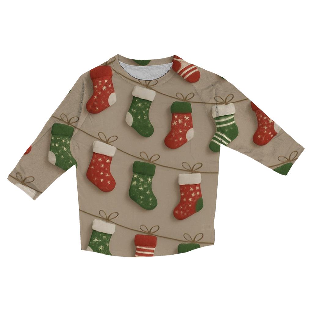 Stocking Garland Diagonal Wave fashion 3/4 sleeve shirts
