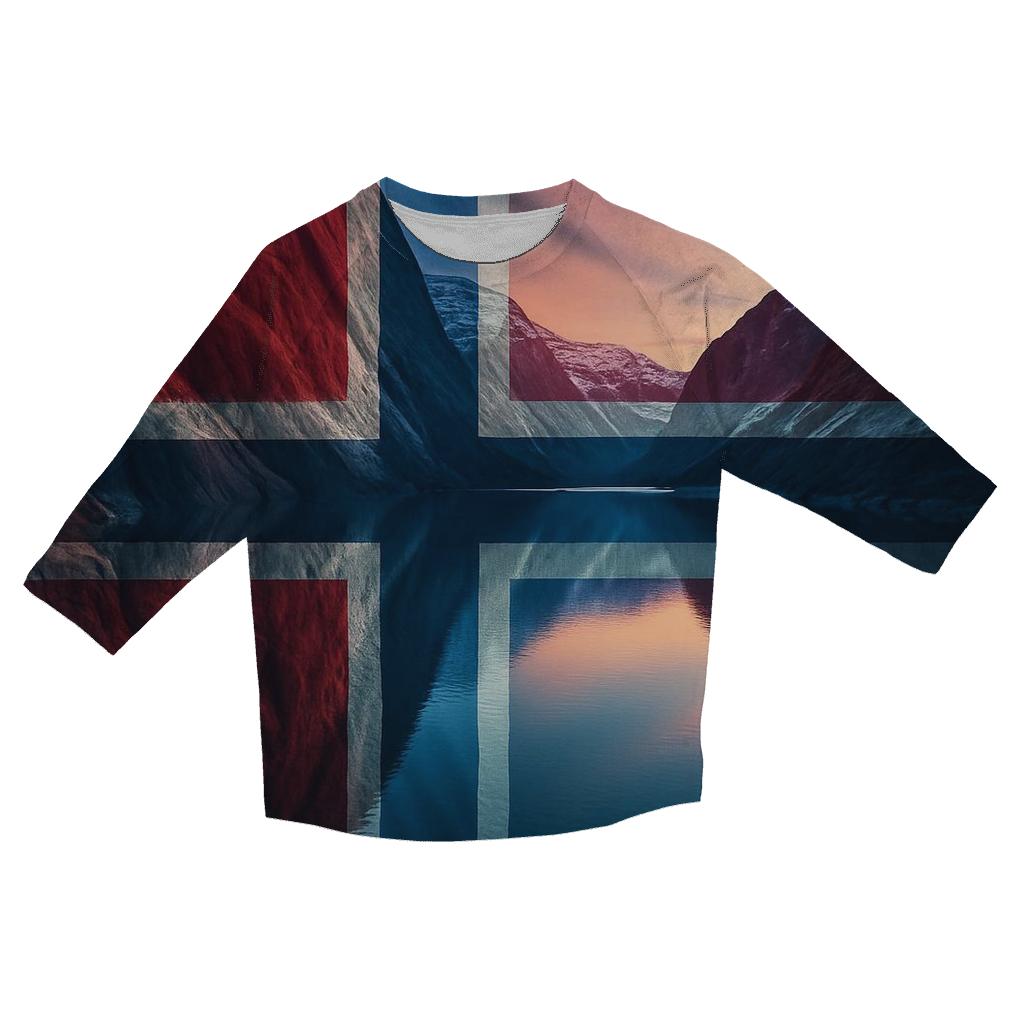 Norwegian_flag_fjord_glow_reflection cotton quarter sleeve shirts