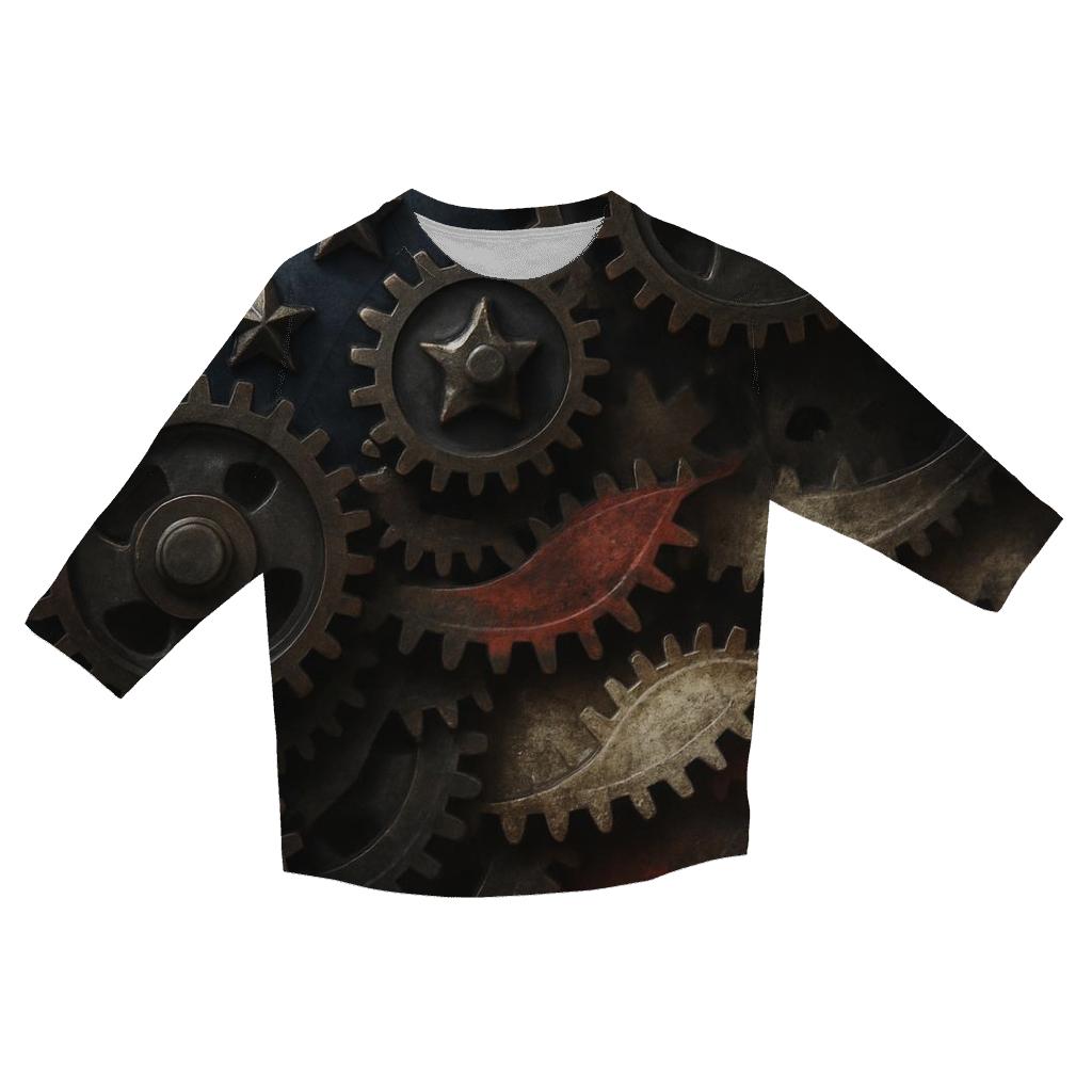 Industrial Gears And Stripes fashion 3/4 sleeve shirts