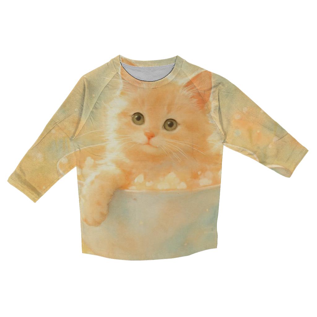 Sunrise Blossom Bath Cat designer 3/4 sleeve blouses