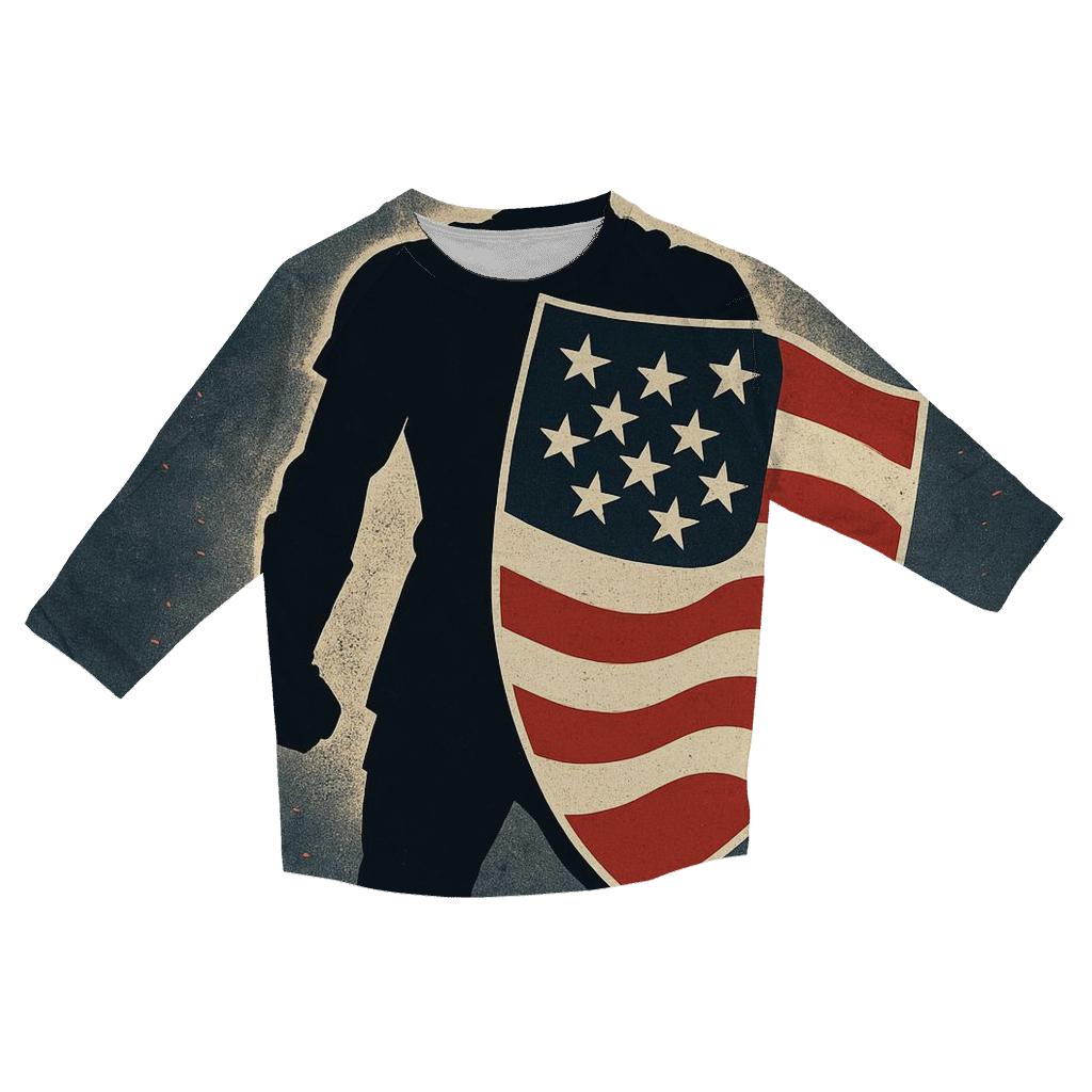 Liberty Shield Warrior Silhouette trendy 3/4 sleeve tops