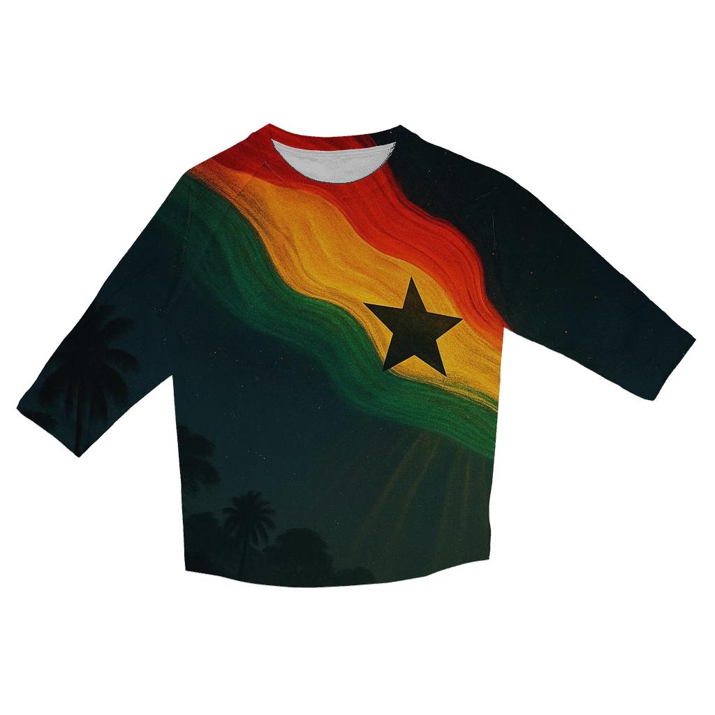 Ghanaian_flag_jungle_comet_path custom 3/4 sleeve shirts