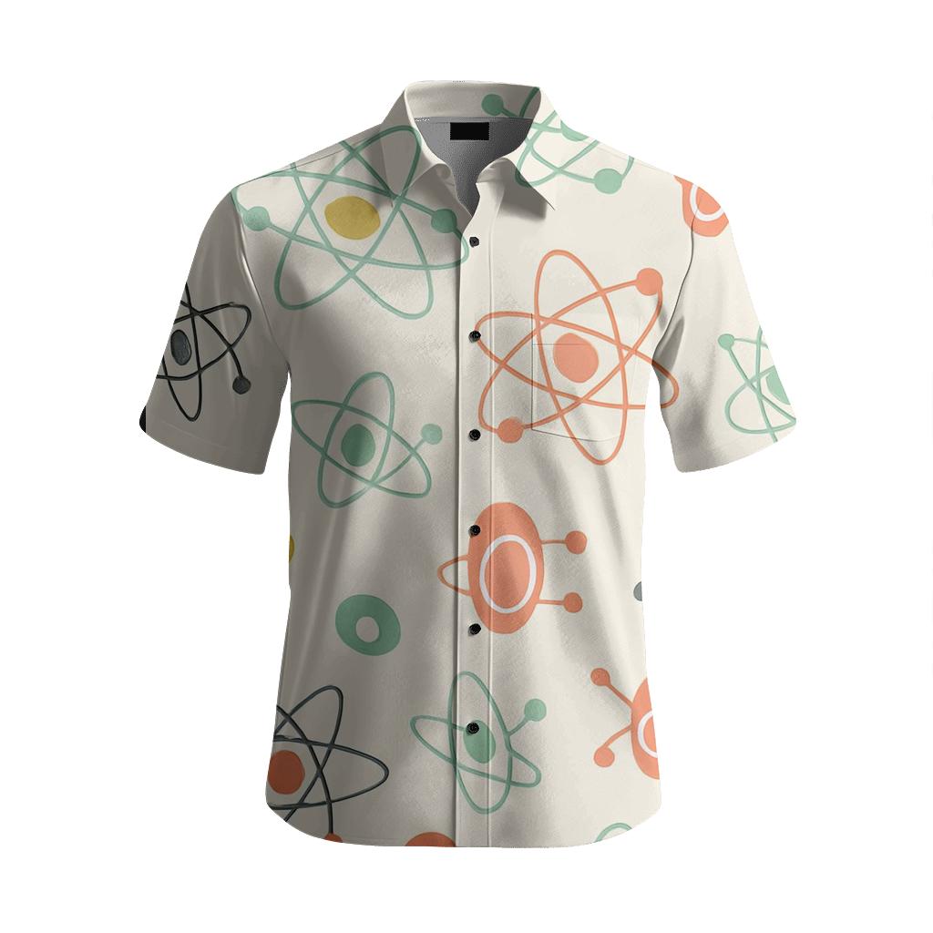 Playful Midcentury Scatter Orbits embroidered logo shirts