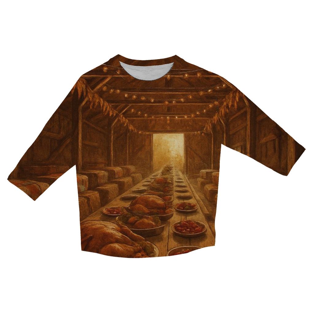 Thanksgiving Barn Loft Gathering casual three quarter sleeve shirts