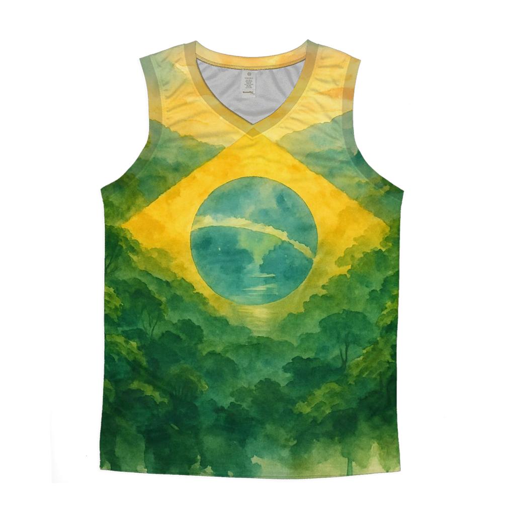 Brazilian_flag_watercolor_rainforest_spirit custom tank tops