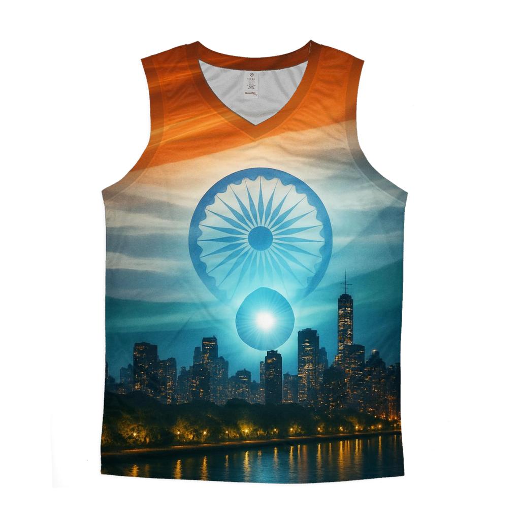Indian_flag_double_exposure_city_skyline stylish racerback tanks
