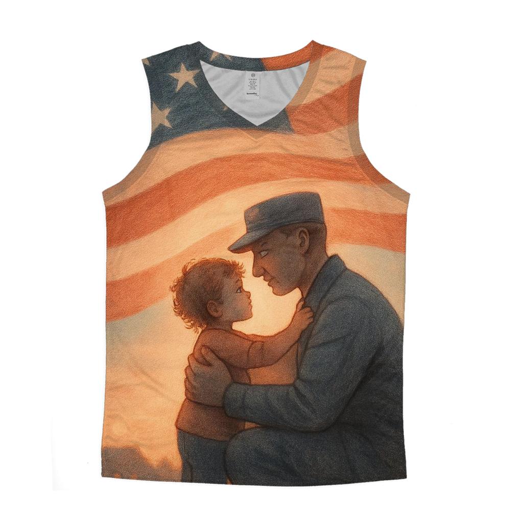 Homecoming Embrace Under Flag Sky cotton sleeveless tops