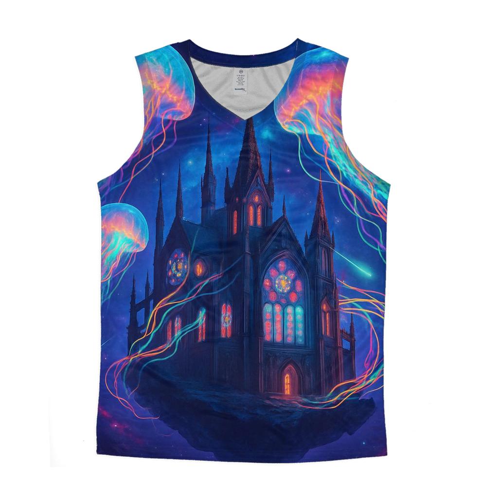 Orbiting Jellyfish Cathedral trendy fitted tank tops