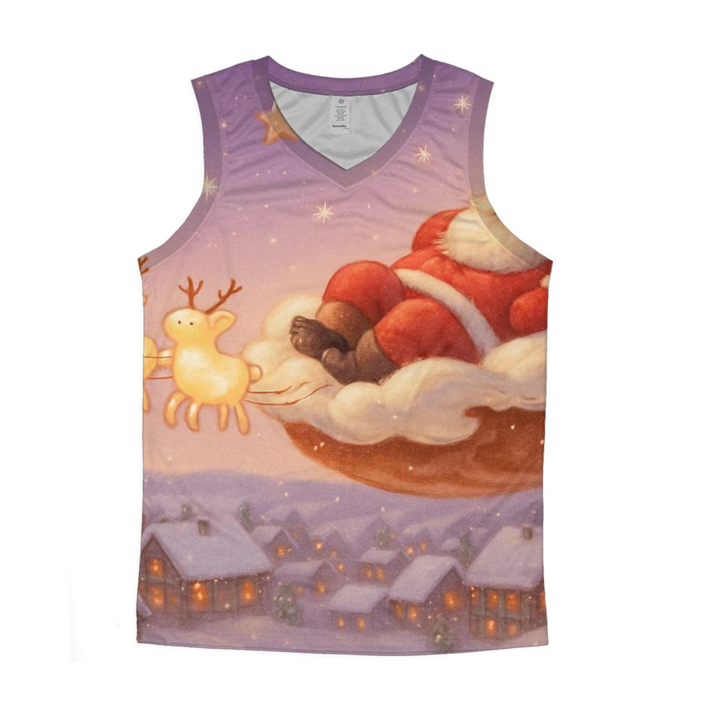 Santa Hot Cocoa Cloud Ride trendy fitted tank tops