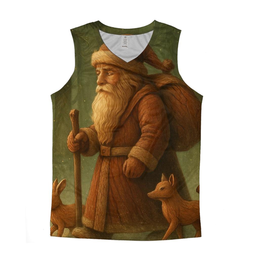 Vintage Woodcarved Santa Forest Procession stylish racerback tanks