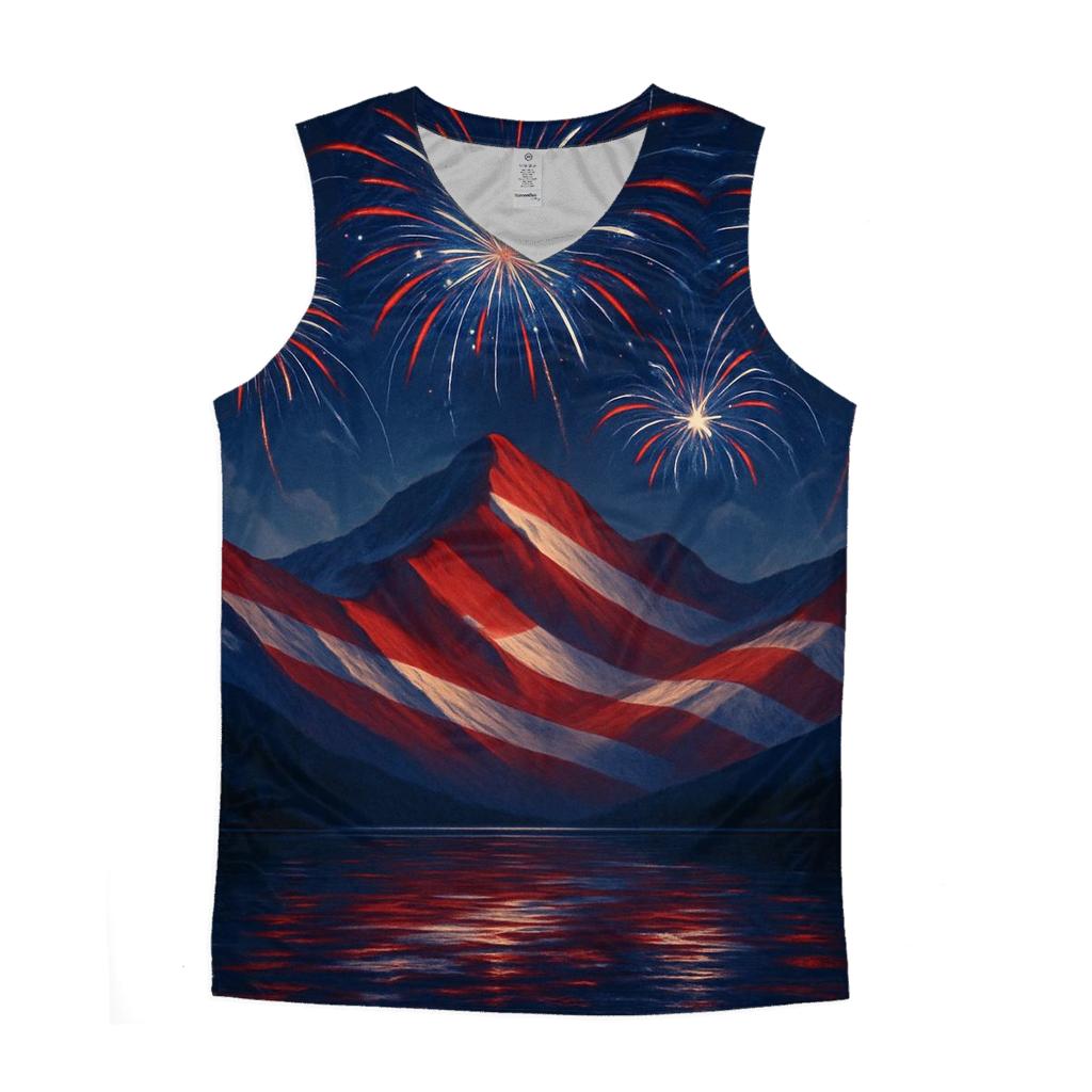 Fireworks Over Mountain Stripes cotton sleeveless tops