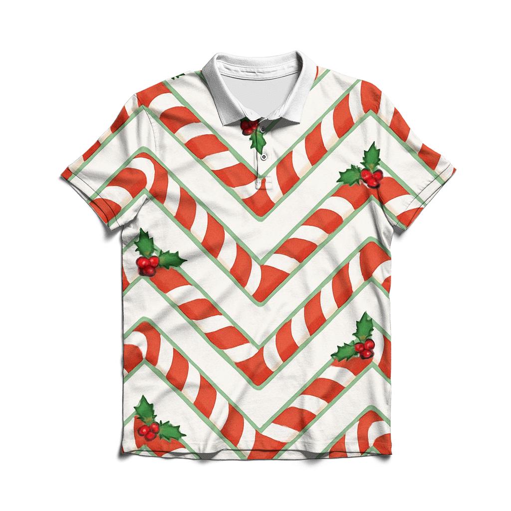 Candy Cane Chevron Parade premium cotton polo shirts