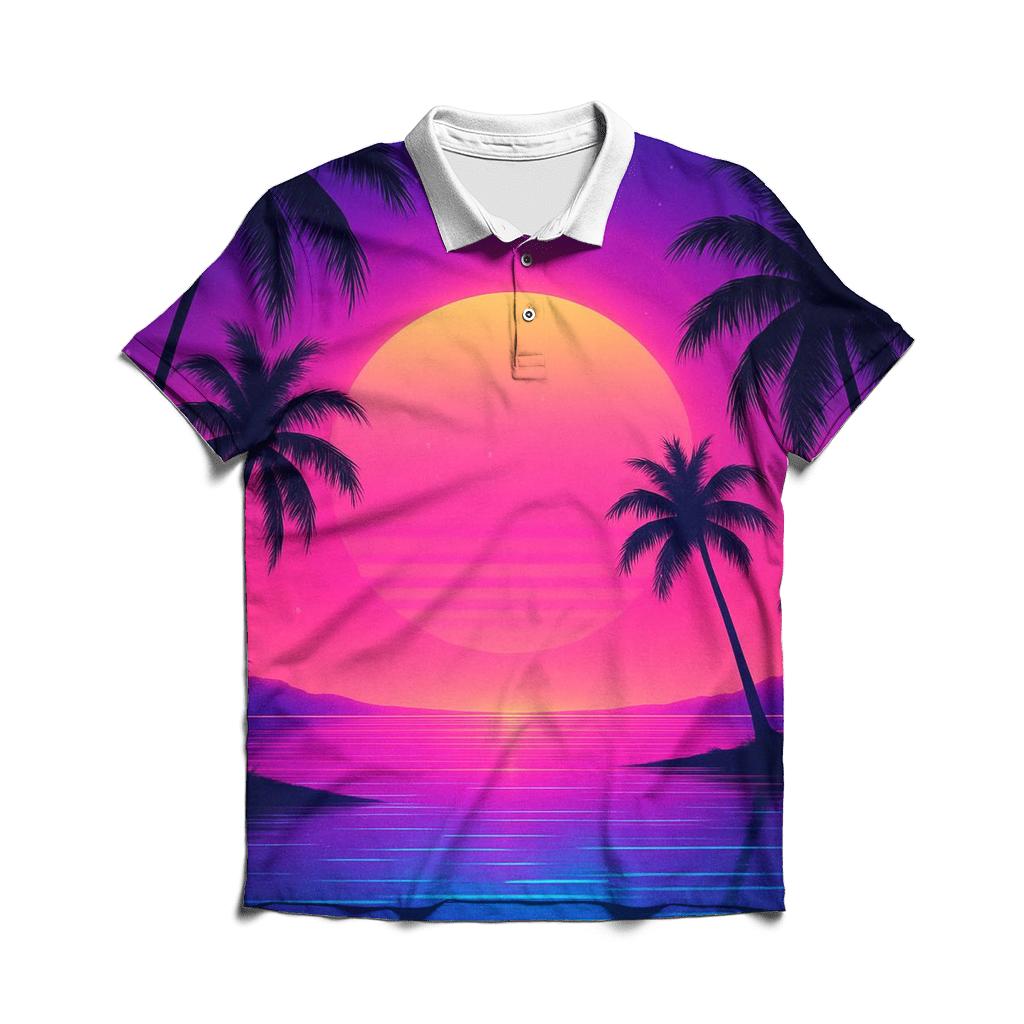 Neon Lagoon Afterglow premium cotton polo shirts