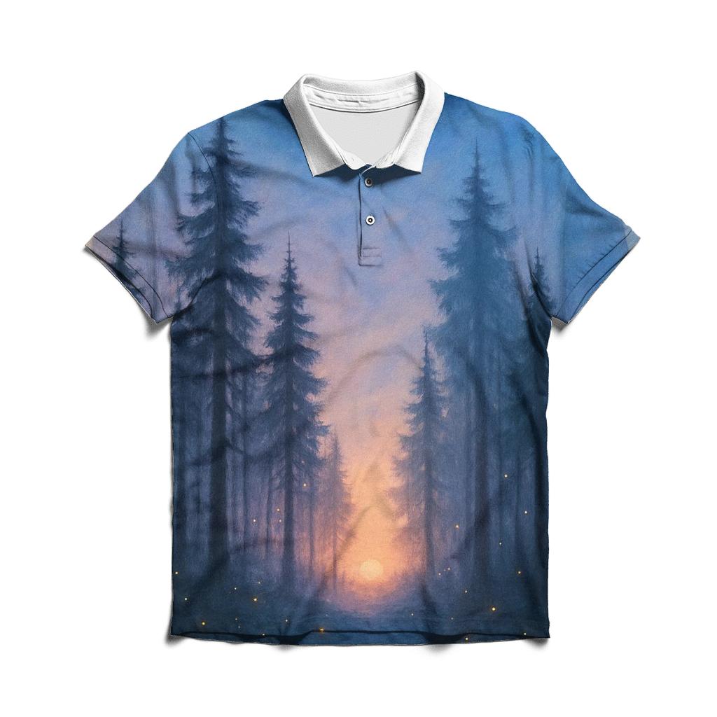 Forest Glow At Falling Sun stylish collar polo tees