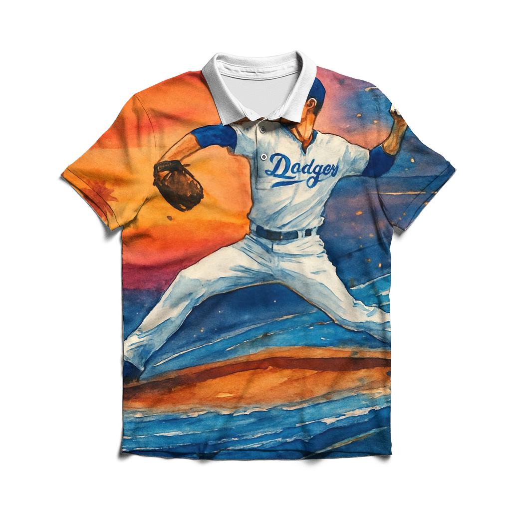 Sunset Diamond Waves branded logo polo shirts