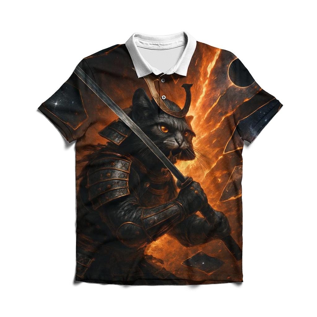 Chrono Rift Samurai Cat classic pique polos
