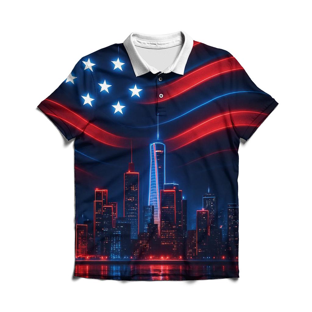 Neon Skyline Starwaves stylish collar polo tees