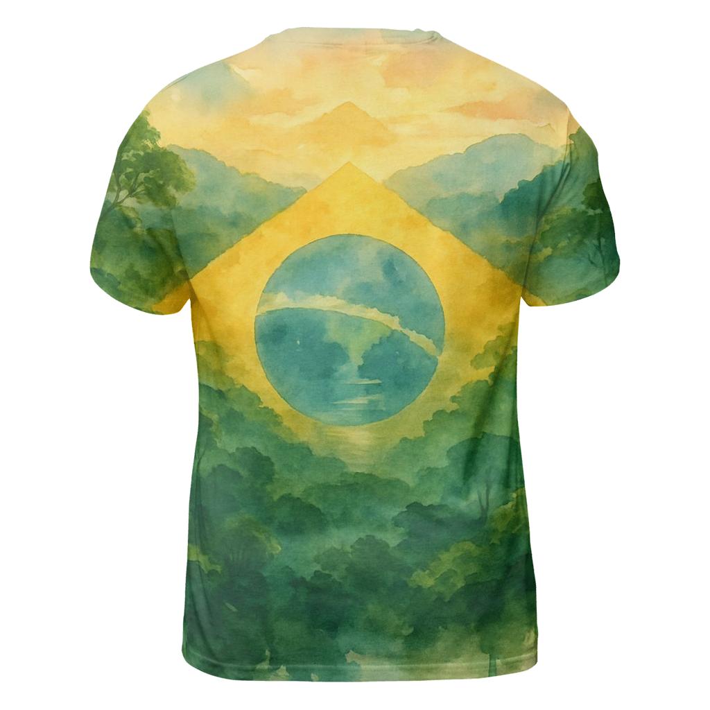 Brazilian_flag_watercolor_rainforest_spirit designer pattern shirts
