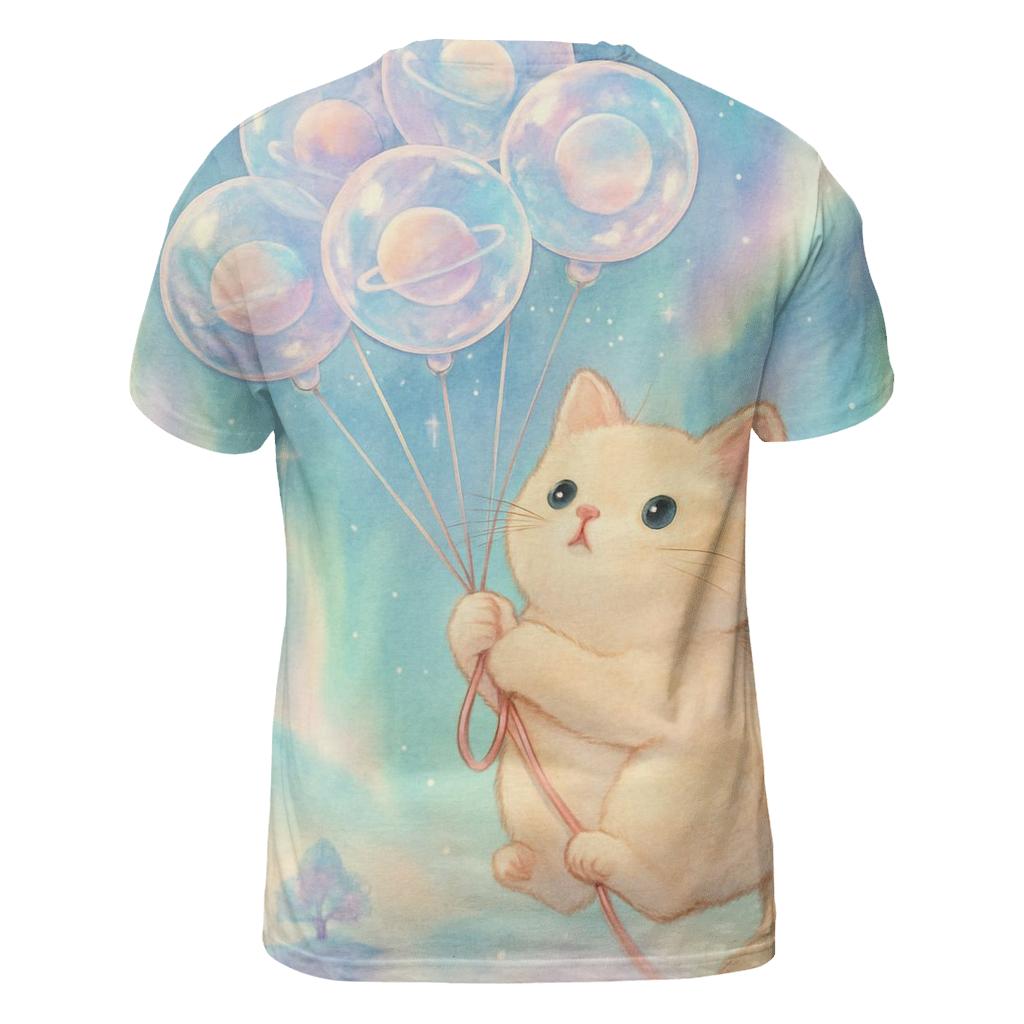 Aurora Balloon Cat Voyage artistic all-over print tops