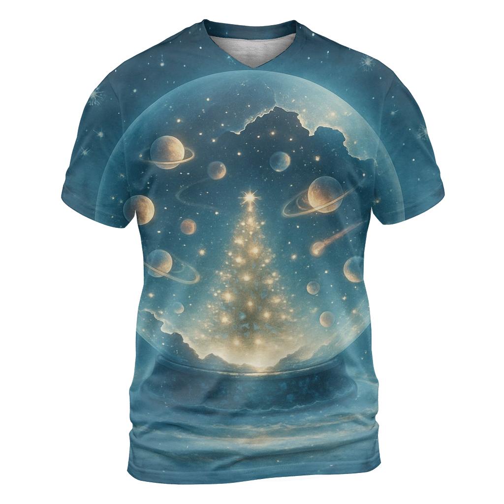 Cosmic Snow Globe Forest statement graphic shirts