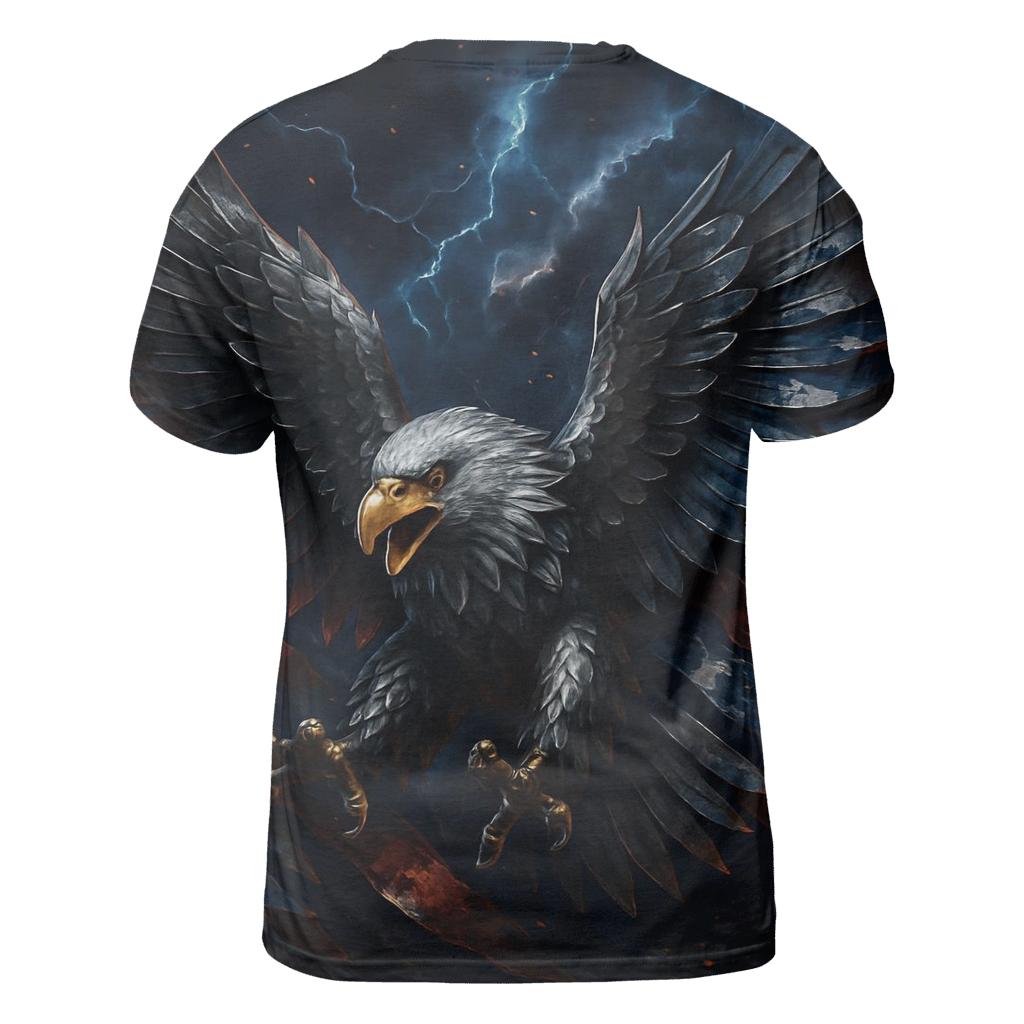 Eagle Storm Metallic Flight vibrant all-over design tees
