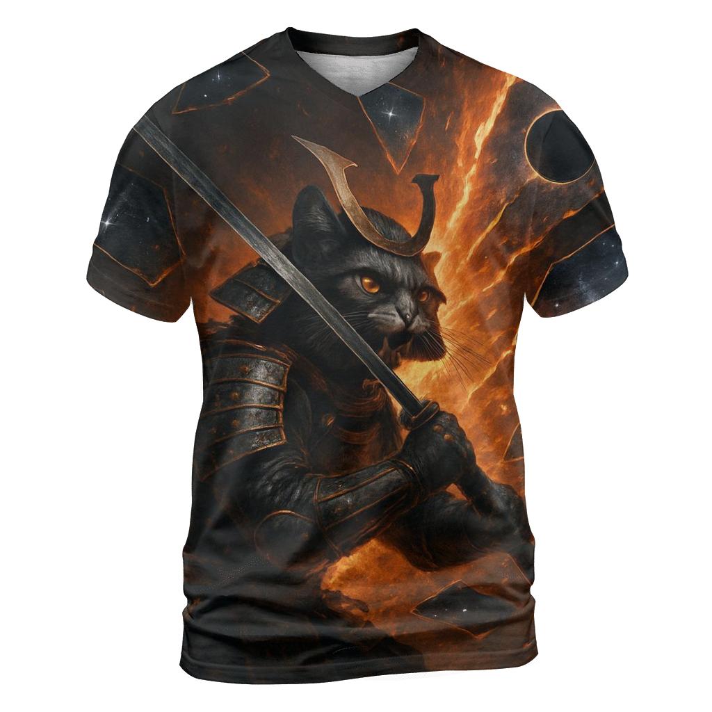 Chrono Rift Samurai Cat creative print fashion shirts