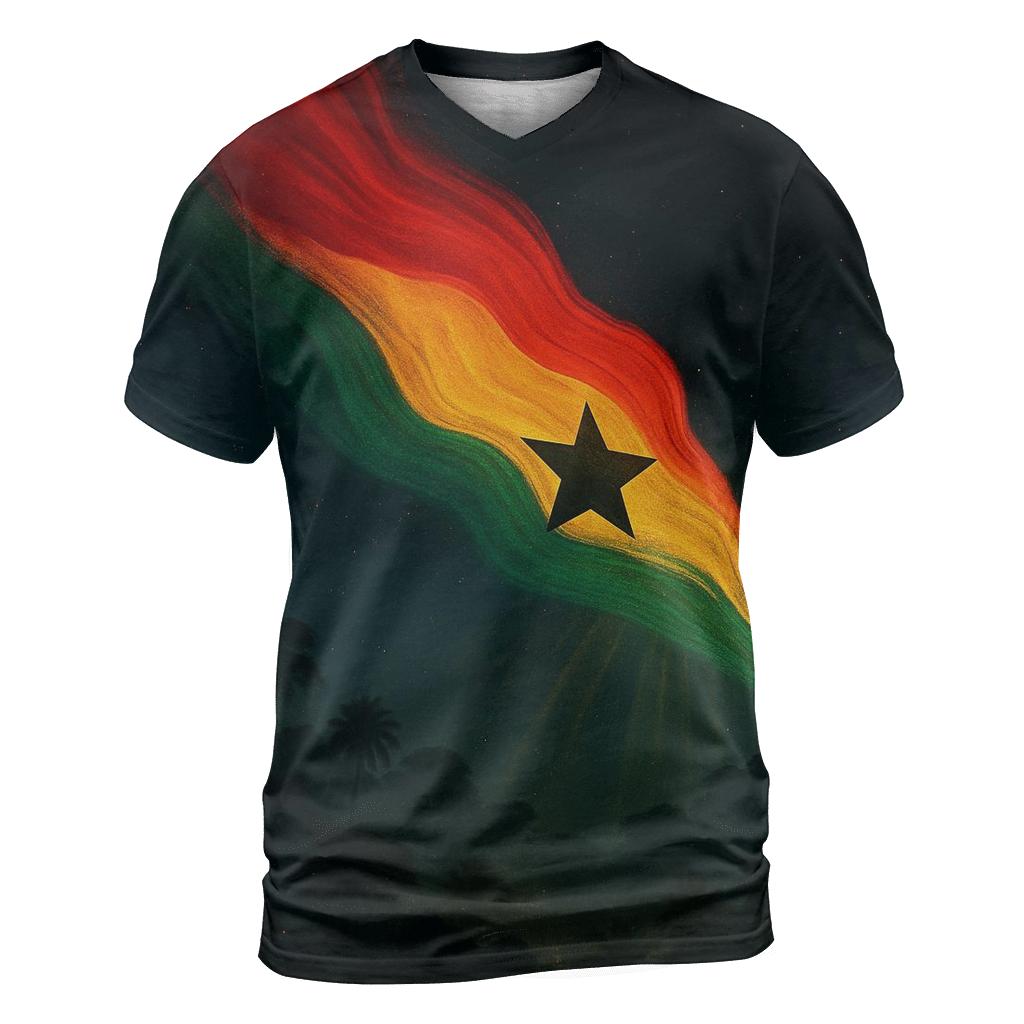Ghanaian_flag_jungle_comet_path creative print fashion shirts