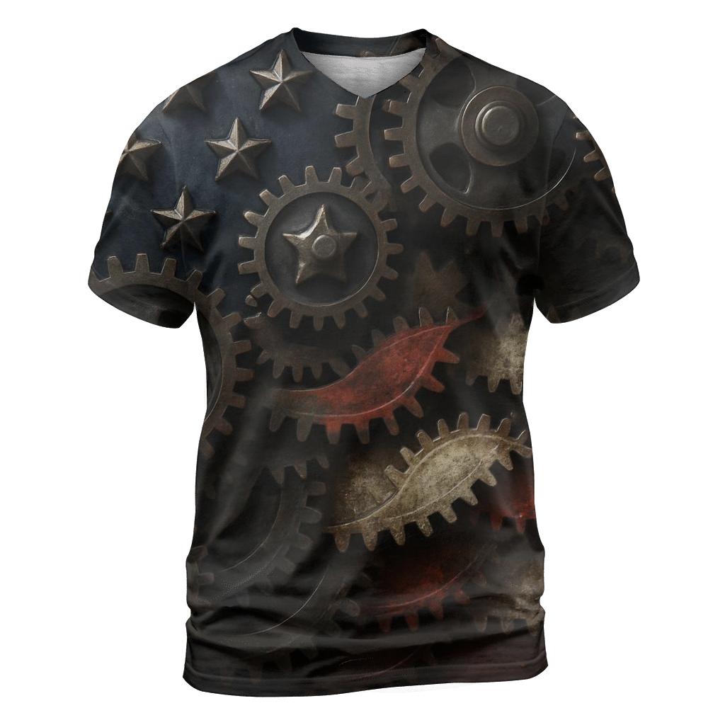 Industrial Gears And Stripes custom all-over print shirts