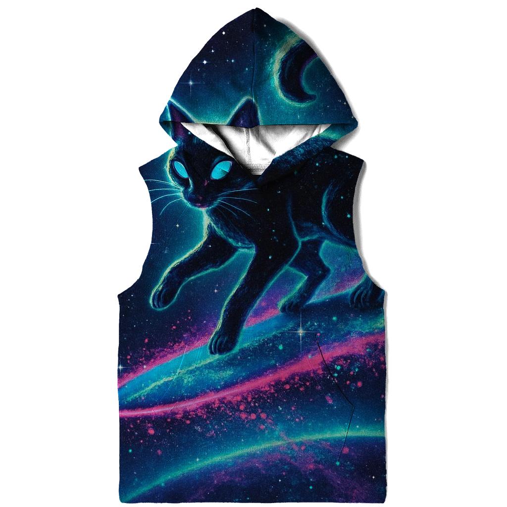 Cosmic Tide Surfing Cat zip-up hoodies