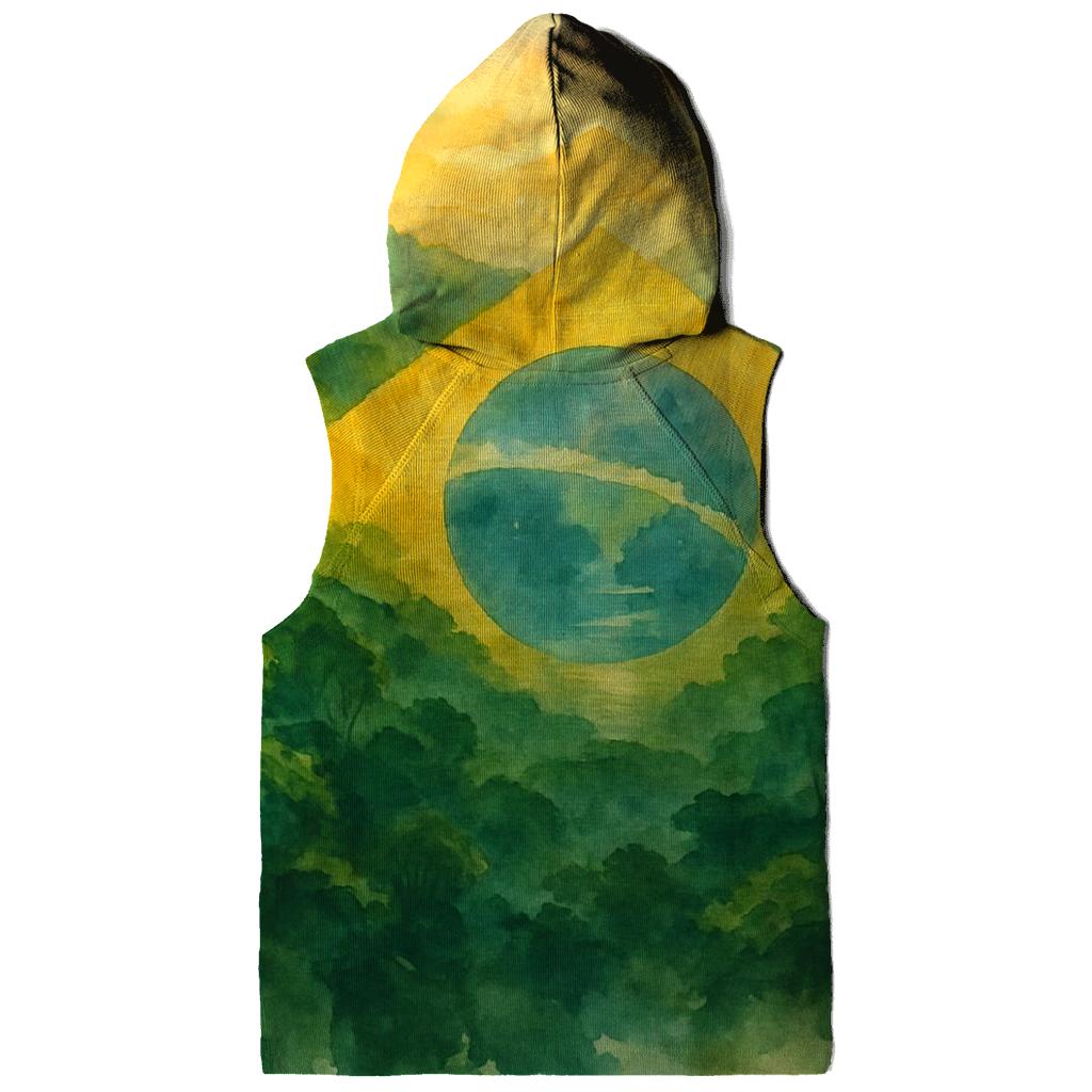 Brazilian_flag_watercolor_rainforest_spirit premium hoodies