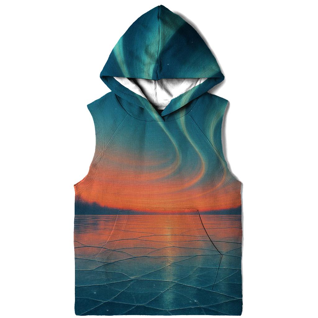 Aurora Sunset Over Frozen Lake designer hoodies