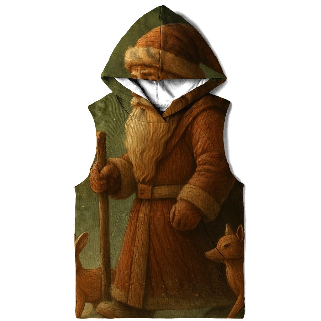 Vintage Woodcarved Santa Forest Procession heavyweight hoodies