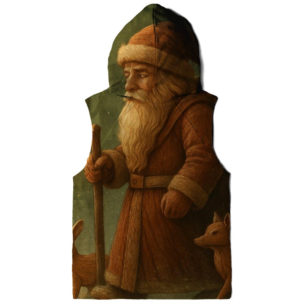 Vintage Woodcarved Santa Forest Procession heavyweight hoodies
