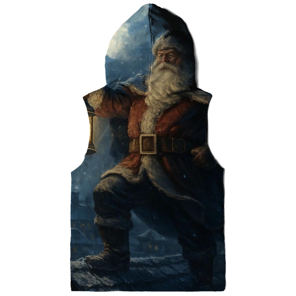 Midnight Guardian Santa On Rooftop printed hoodies