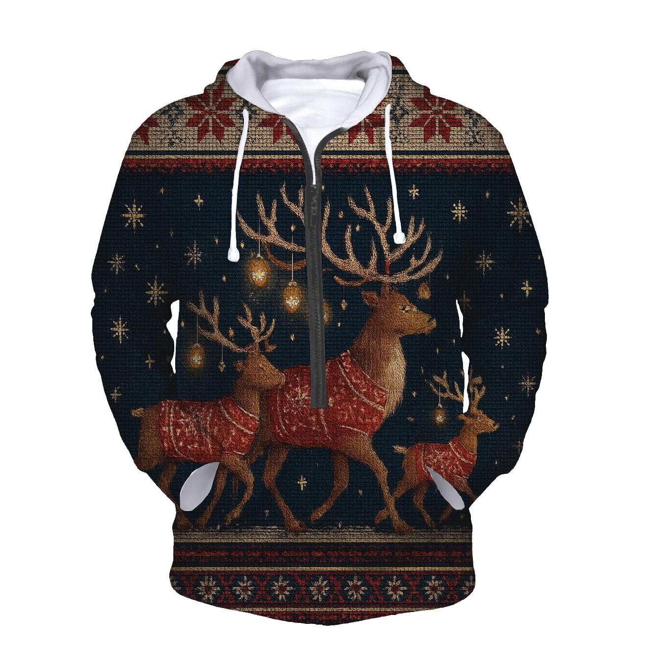Nordic Night Reindeer Parade hoodies fashion