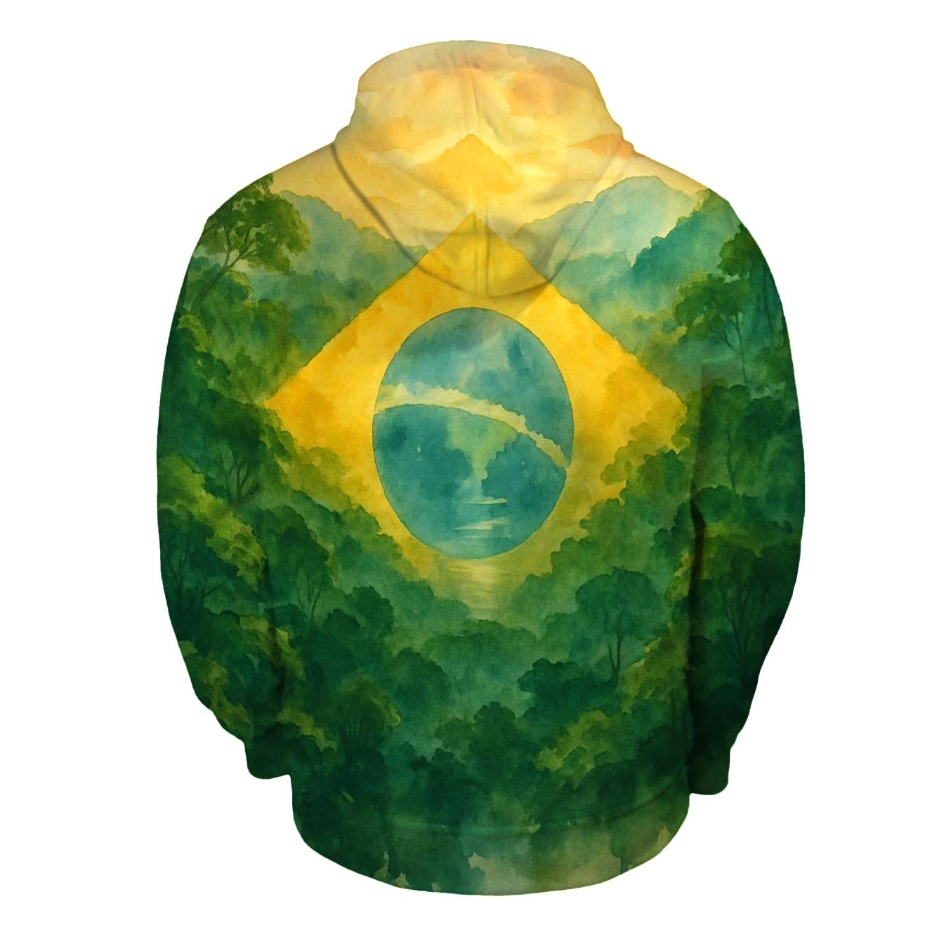 Brazilian_flag_watercolor_rainforest_spirit hoodie trends