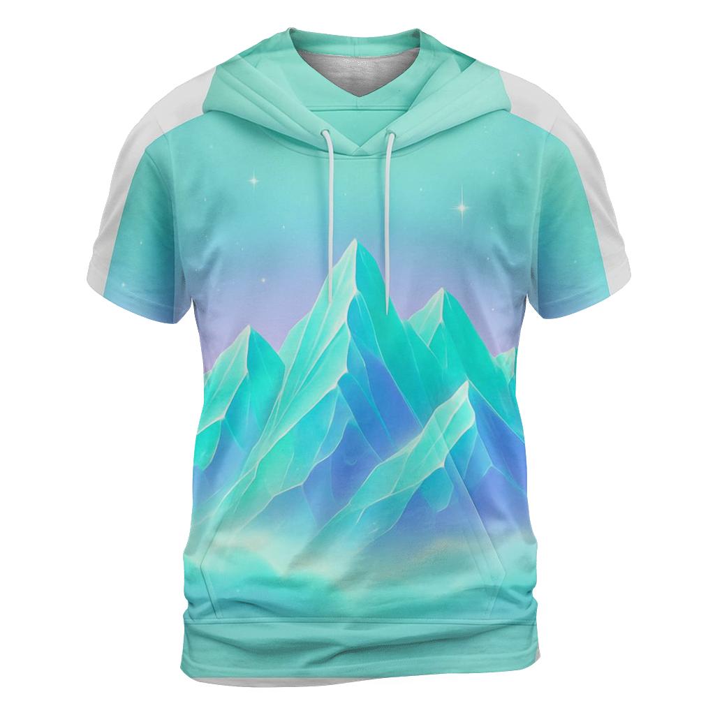 Iridescent Mountain Veil vibrant all-over design tees