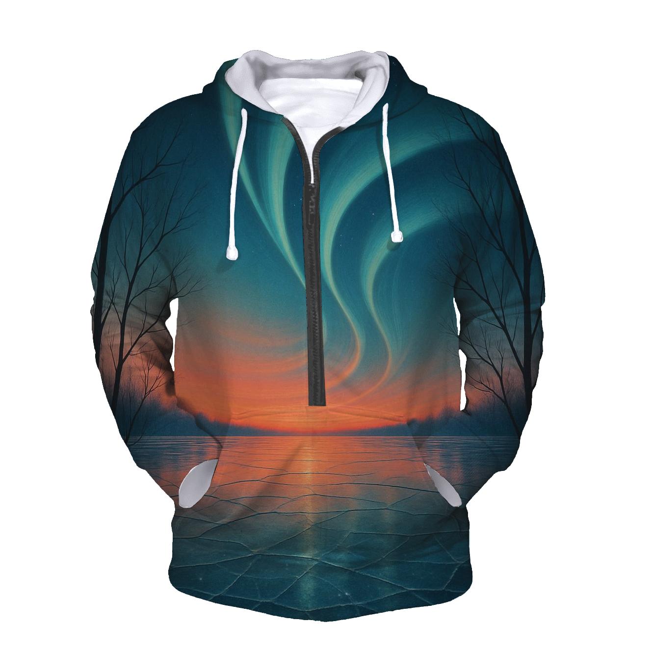 Aurora Sunset Over Frozen Lake hoodie styles