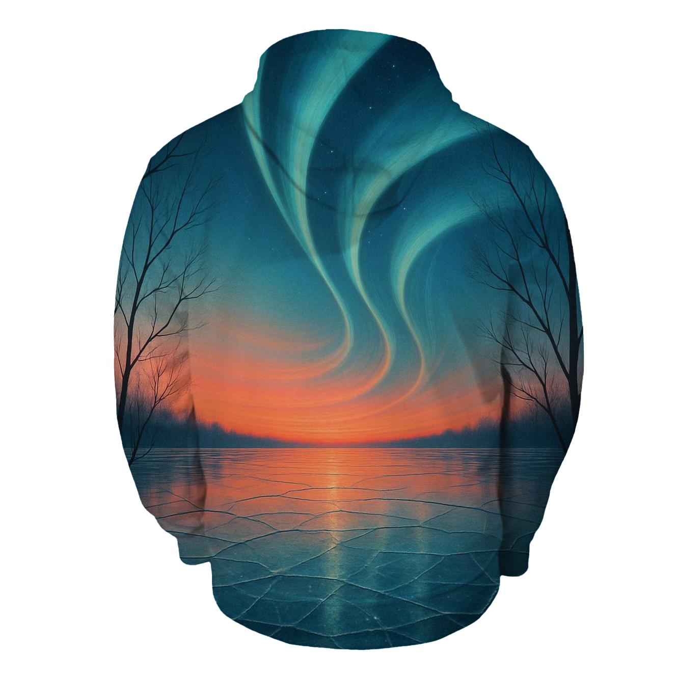 Aurora Sunset Over Frozen Lake hoodie styles