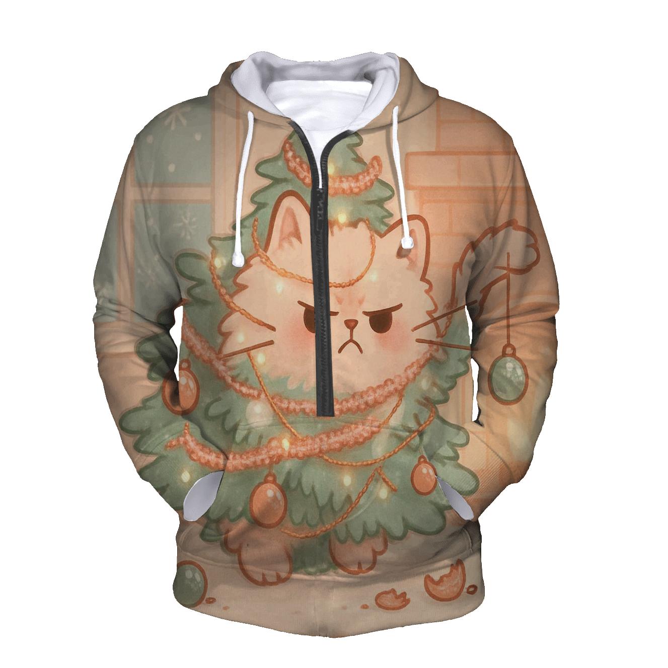 Grumpy Cat Tangle In The Tree embroidered hoodies