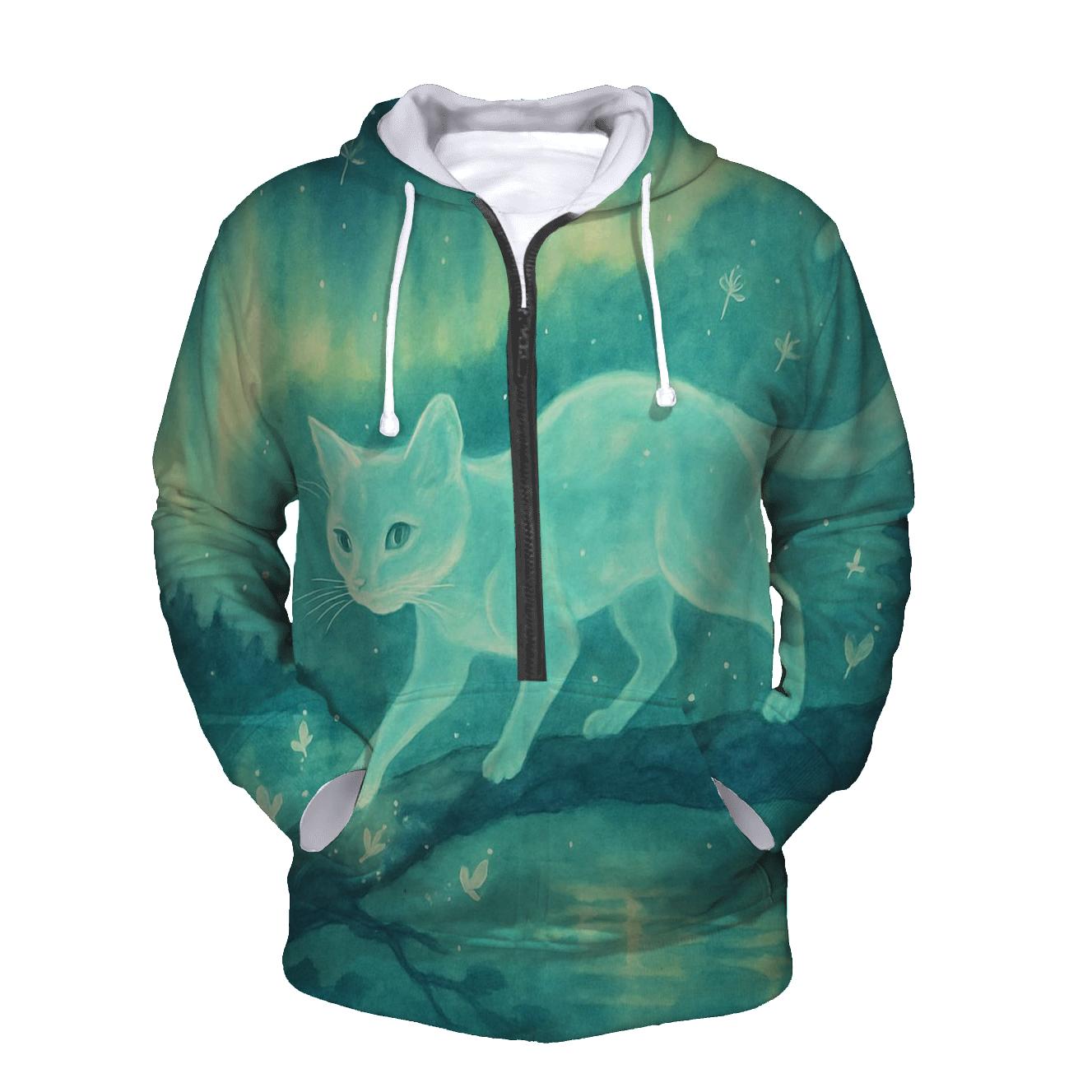 Aurora Forest Spirit Cat hoodies fashion