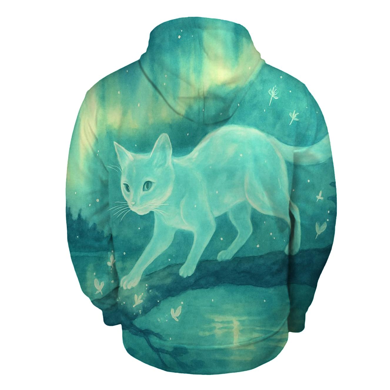 Aurora Forest Spirit Cat hoodies fashion