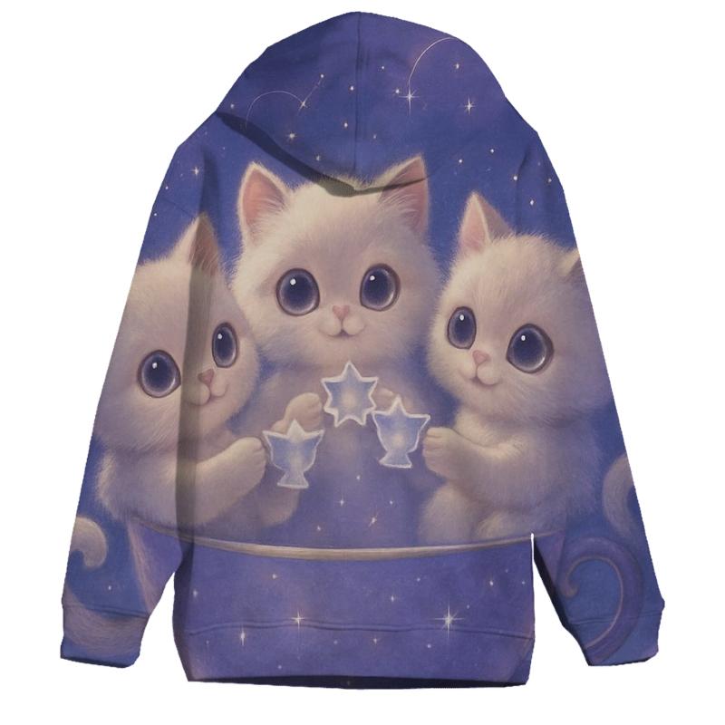 Starlit Tea Party Kittens graphic hoodies
