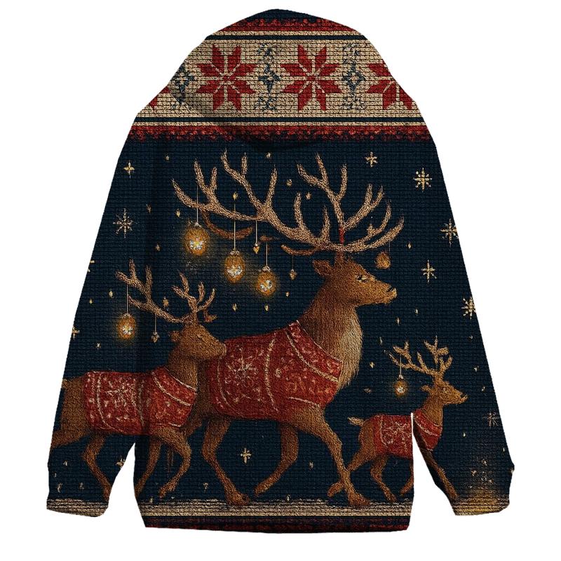 Nordic Night Reindeer Parade zip-up hoodies