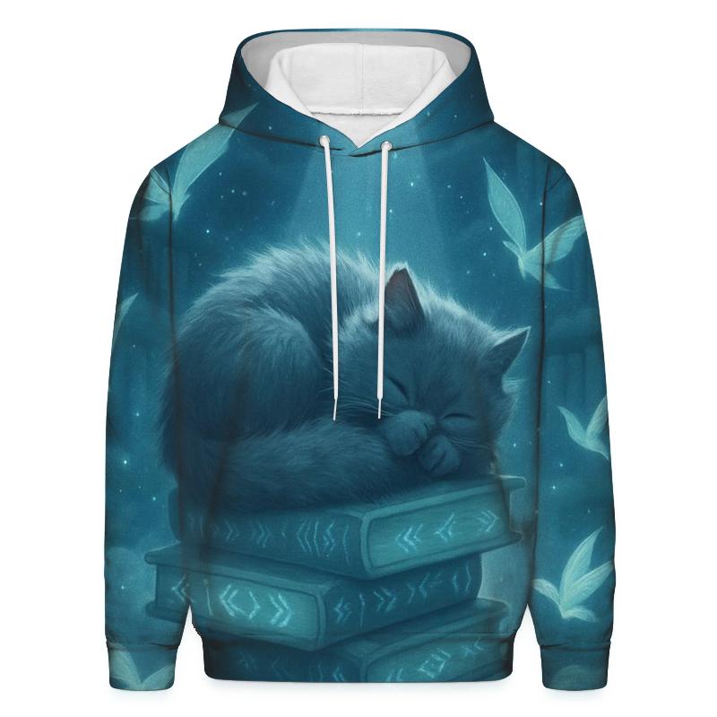 Moonlit Library Cat zip-up hoodies