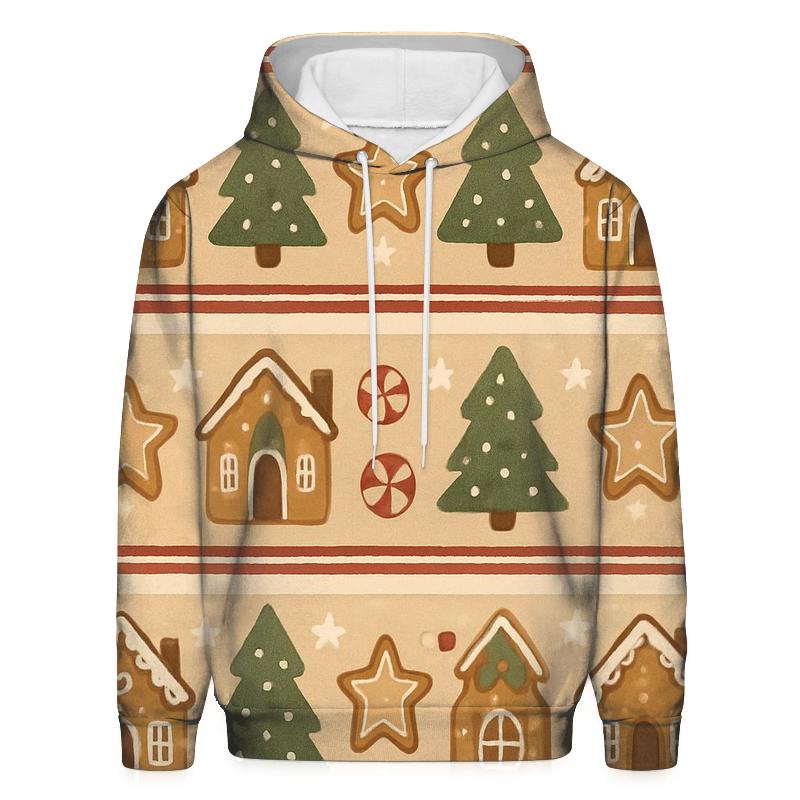 Gingerbread Village Stripe designer hoodies