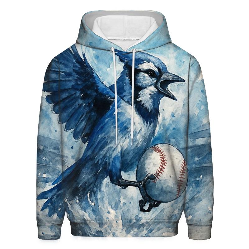 Rising Wings Over Winter Diamond Blue Jays graphic hoodies